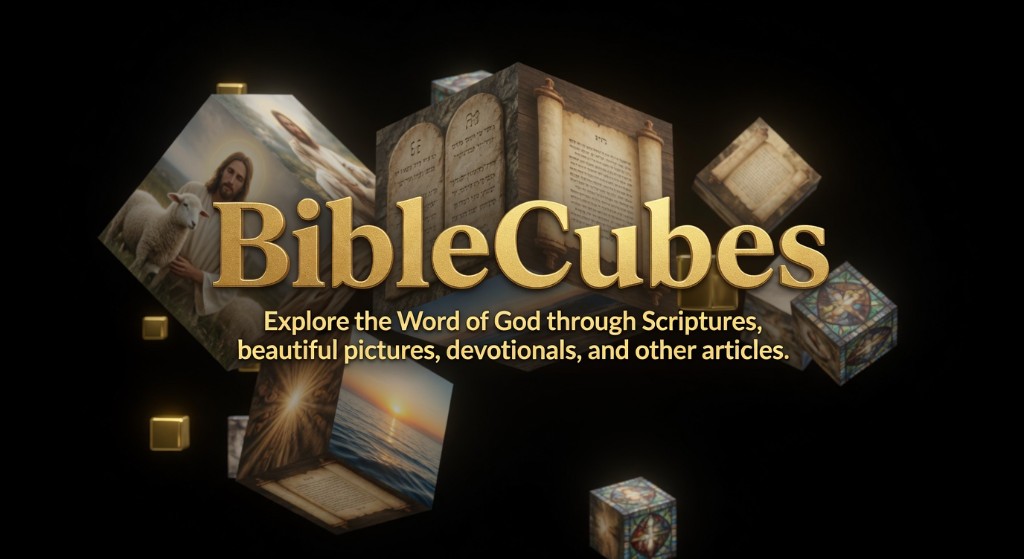 BibleCubes graphic with scripture-themed cubes and title