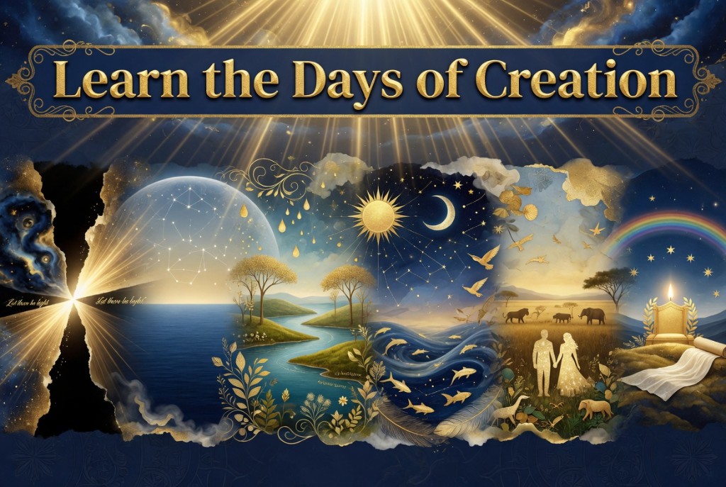 Learn the Days of Creation graphic with creation scenes